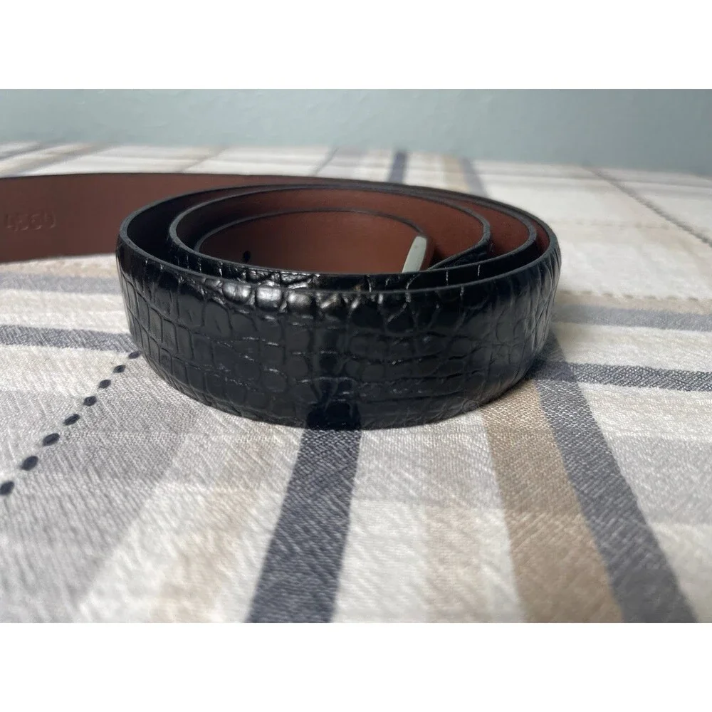 Torino Black Embossed Calf Croc Men’s Belt Style 82 Model 4560 USA Size 52 NWT